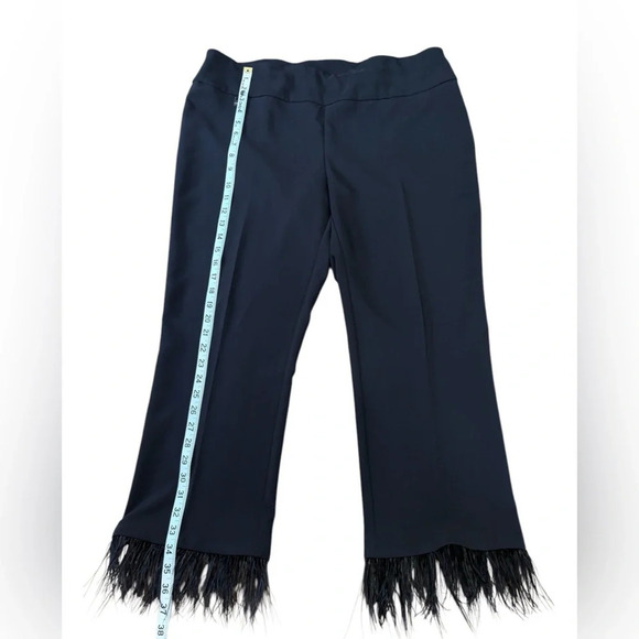 Lisette L  Montréal, Black Feather-Trimmed Designer Trousers, Size 16 - Picture 8 of 11